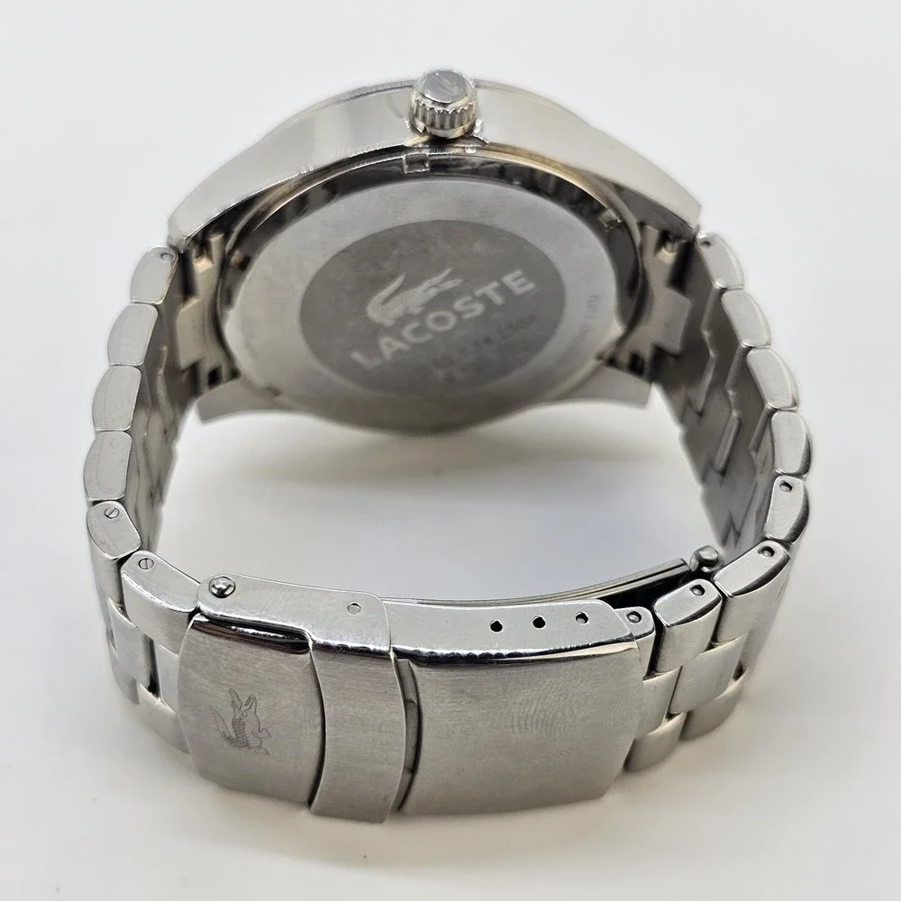 Lacoste Montreal Men Watch 44MM Black Dial Date Gray Bracelet Band 6